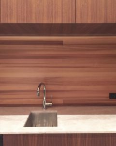 Kitchen Cabinets made with Walnut by Cedar Backsplash